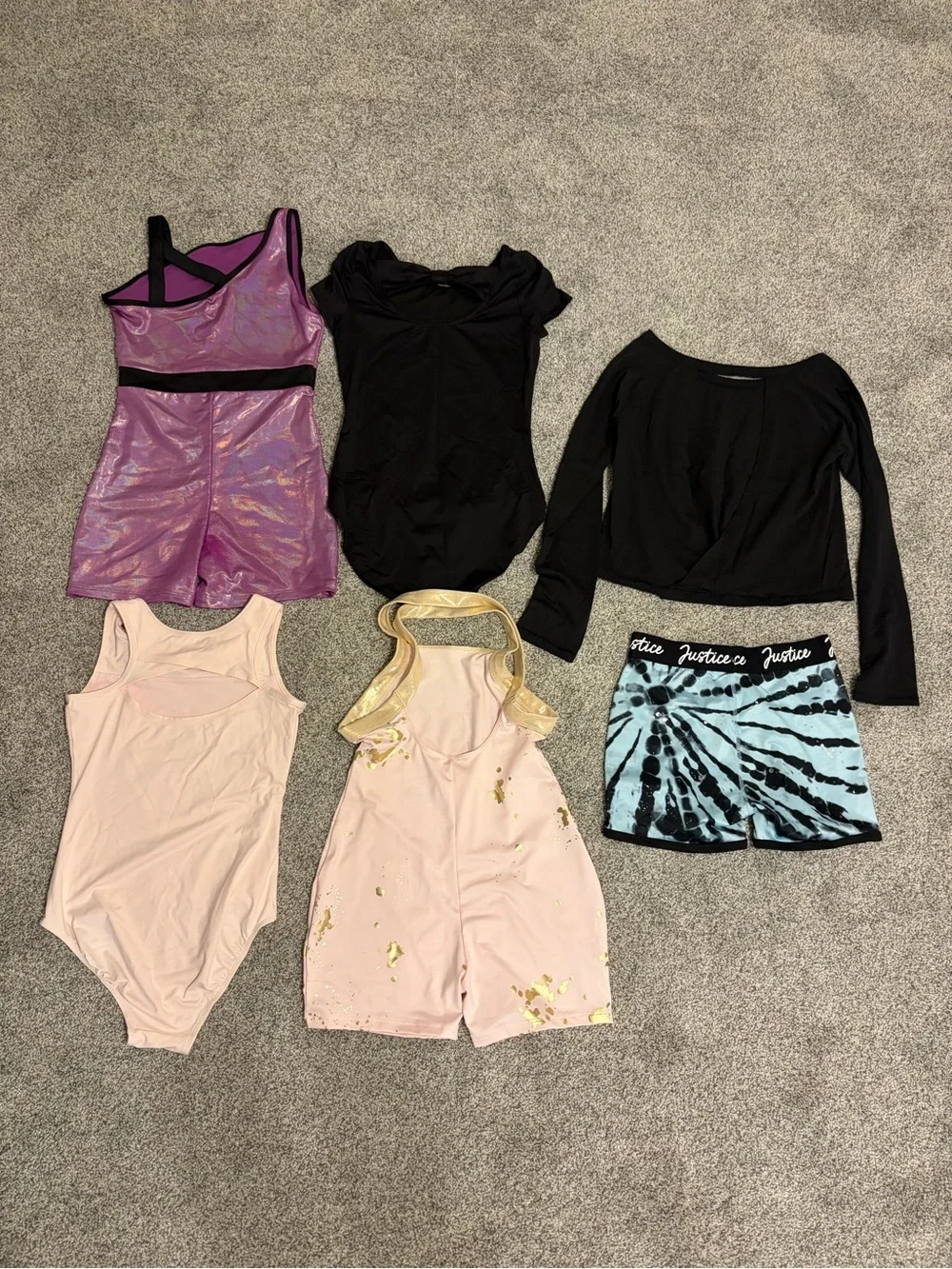 Gymnastics One-Piece Leotard Bundle - Pink, Black, Purple